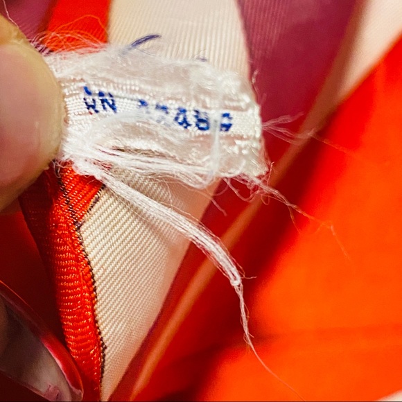 Vintage Red Purple White Asymmetrical Line Print Square Scarf - Picture 9 of 12